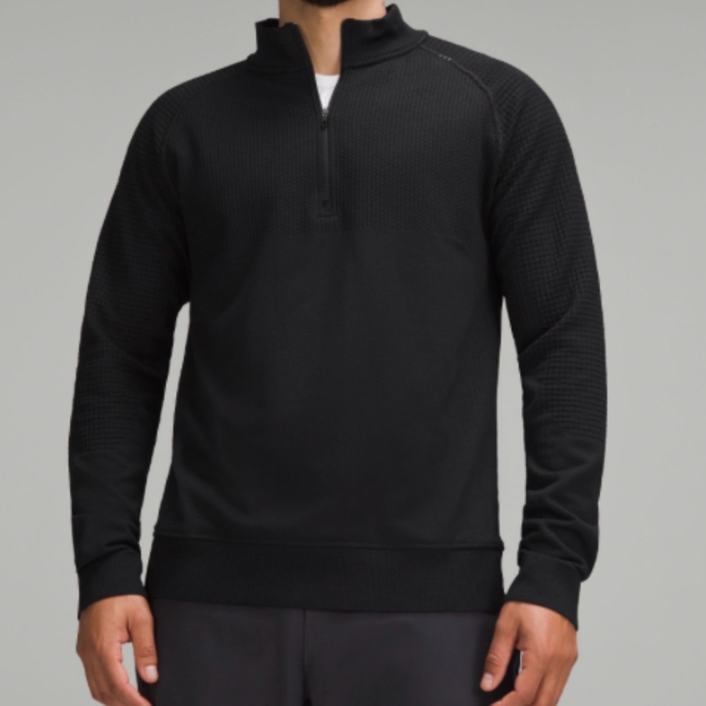 Lululemon Engineered Warmth 1/2 Zip Black XXL - Merino Wool Waffle Knit Techwear